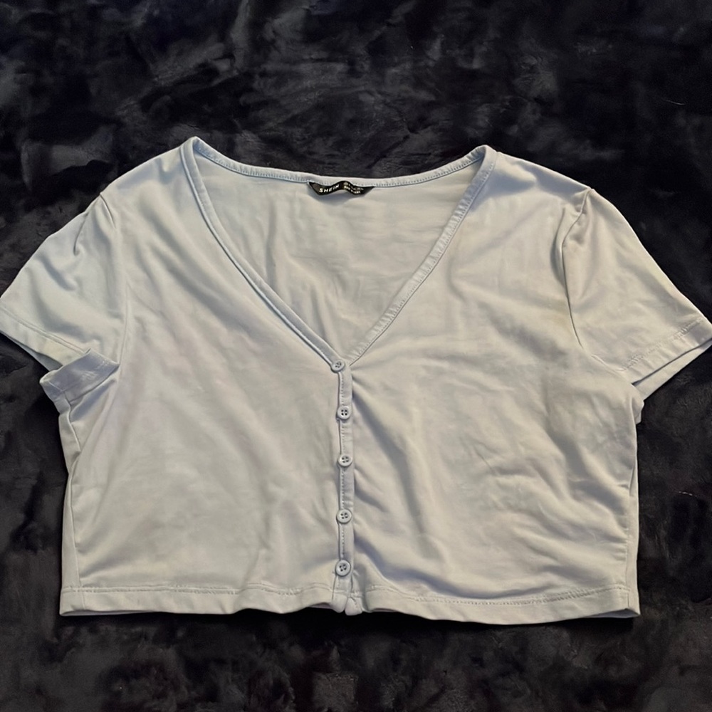 Blue, Shein button up crop top